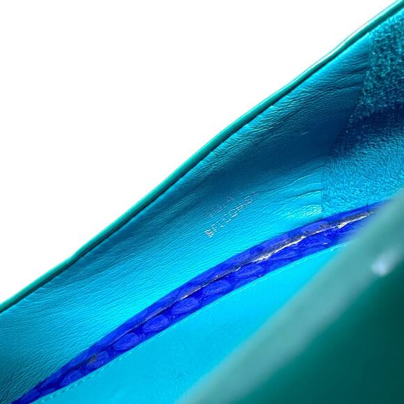 B Brian Atwood Leonida Turquoise Multi Platform Metal Gold Pump Heel Size US 10 - Picture 12 of 12